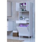Eliusta Seris Sepetli Ve Çekmeceli Banyo Dolabı G:55 Cm Çok Amaçlı Beyaz Düzenleyici 55X173x32,5 Cm Dolap