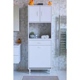 Eliusta Seris Sepetli Ve Çekmeceli Banyo Dolabı G:60 Cm Çok Amaçlı Beyaz Düzenleyici 60X173x32,5 Cm Dolap