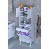 Eliusta Seris Sepetli Ve Çekmeceli Banyo Dolabı G:65 Cm Çok Amaçlı Beyaz Düzenleyici 65X173x32,5 Cm Dolap