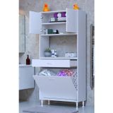 Eliusta Seris Sepetli Ve Çekmeceli Banyo Dolabı G:70 Cm Çok Amaçlı Beyaz Düzenleyici 70X173x32,5 Cm Dolap