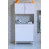 Eliusta Seris Sepetli Ve Çekmeceli Banyo Dolabı G:75 Cm Çok Amaçlı Beyaz Düzenleyici 75X173x32,5 Cm Dolap