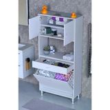 Eliusta Seris Sepetli Ve Çekmeceli Banyo Dolabı G:80 Cm Çok Amaçlı Beyaz Düzenleyici 80X173x32,5 Cm Dolap