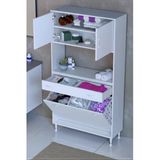 Eliusta Seris Sepetli Ve Çekmeceli Banyo Dolabı G:95 Cm Çok Amaçlı Beyaz Düzenleyici 95X173x32,5 Cm Dolap