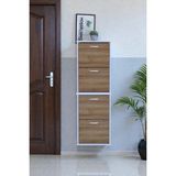 Eliusta Slim 4 Düşer Kapaklı 52 cm Meşe Asma Ayakkabılık Kapı Önü/antre 52X156X26 cm Ayakkabılık - Beyaz - Meşe