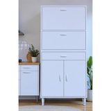 Eliusta Solaira 80 cm Genişlik Kapaklı Mutfak Dolabı 4 Kapaklı, Çekmeceli Çok Amaçlı Mutfak/banyo Dolabı - Beyaz