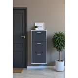 Eliusta Soren 3 Düşer Kapaklı 52 cm Antrasit Ayakkabılık 52X114X26 cm Asma 6 Bölmeli Ayakkabılık - Antrasit - Beyaz