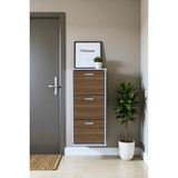Eliusta Soren 3 Düşer Kapaklı 52 cm Ceviz Ayakkabılık 52X114X26 cm Asma 6 Bölmeli Ayakkabılık - Ceviz - Beyaz
