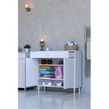Eliusta Taha 95 Cm 3 Bölmeli Beyaz Çok Amaçlı Dolap 2 Raflı Banyo Mutfak Dolabı 95X88x32,5 Cm Düzenleyici