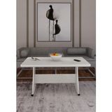ELİUSTA TEKERLEKLİ MDF COCUK ODASI MASASI - 68*118 cm - Çizgili Beyaz