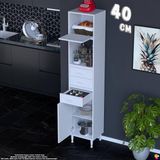 Eliusta Vario 40 cm Çok Amaçlı Mutfak, Bakliyat ve Kahve Köşesi Organizer Modülü Banyo Dolabı- 40X194X32 cm - Beyaz