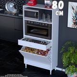 Eliusta Vela 80 cm Fırın Dolabı Açık 2 Raflı 2 Göz Sepetli Çok Amaçlı Mutfak Kiler Banyo Dolabı 80X163X32 cm - Beyaz