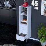 Eliusta Velar 45 cm 3 Çekmeceli Açık Raflı Mutfak Erzak Dolabı Çok Amaçlı Kiler Banyo Dolabı 45X150X32 cm - Beyaz