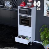 Eliusta Velar 60 cm 3 Çekmeceli Mikrodalga Fırın Mutfak Erzak Dolabı Çok Amaçlı Banyo Dolabı 60X150X32 cm - Beyaz