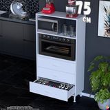 Eliusta Velar 75 cm 3 Çekmeceli Mikrodalga Fırın Mutfak Erzak Dolabı Çok Amaçlı Banyo Dolabı 75X150X32 cm - Beyaz
