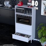 Eliusta Velar 80 cm 3 Çekmeceli Mikrodalga Fırın Mutfak Erzak Dolabı Çok Amaçlı Banyo Dolabı 80X150X32 cm - Beyaz
