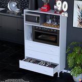 Eliusta Velar 90 cm 3 Çekmeceli Mikrodalga Fırın Mutfak Erzak Dolabı Çok Amaçlı Banyo Dolabı 90X150X32 cm - Beyaz