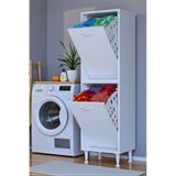 Eliusta Veluna 40 Cm Kirli Çamaşır Sepetli Dolap Banyo Dolabı Beyaz 40X138x32,5 Cm 2 Sepetli Dolap