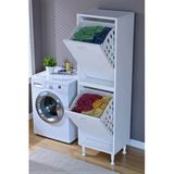 Eliusta Veluna 45 Cm Kirli Çamaşır Sepetli Dolap Banyo Dolabı Beyaz 45X138x32,5 Cm 2 Sepetli Dolap