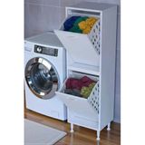 Eliusta Veluna 50 Cm Kirli Çamaşır Sepetli Dolap Banyo Dolabı Beyaz 50X138x32,5 Cm 2 Sepetli Dolap
