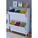 Eliusta Veluna 95 Cm Kirli Çamaşır Sepetli Dolap Banyo Dolabı Beyaz 95X138x32,5 Cm 6 Sepetli Dolap
