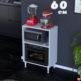Eliusta Vira Mikrodalga Fırın Standı 60X87X32 cm Çok Amaçlı Mutfak Rafı Kahve Köşesi Düzenleyici - Beyaz - 60 cm