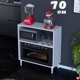 Eliusta Vira Mikrodalga Fırın Standı 70X87X32 cm Çok Amaçlı Mutfak Rafı Kahve Köşesi Düzenleyici - Beyaz - 70 cm