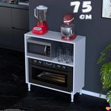 Eliusta Vira Mikrodalga Fırın Standı 75X87X32 cm Çok Amaçlı Mutfak Rafı Kahve Köşesi Düzenleyici - Beyaz - 75 cm