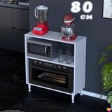 Eliusta Vira Mikrodalga Fırın Standı 80X87X32 cm Çok Amaçlı Mutfak Rafı Kahve Köşesi Düzenleyici - Beyaz - 80 cm