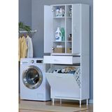 Eliusta Wall Beyaz Banyo Dolabı 60 Cm Tek Göz Bölmeli Sepet 60X171x32,5 Cm 4 Raflı Mutfak/Banyo Dolabı