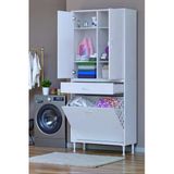 Eliusta Wall Beyaz Banyo Dolabı 70 Cm İki Göz Bölmeli Sepet 70X171x32,5 Cm 4 Raflı Mutfak/Banyo Dolabı