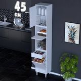 Eliusta Zevra 45 cm Baharatlık Dolabı Sepetli Çok Amaçlı Mutfak Kiler Organizer Banyo Dolabı 45X226X32 cm - Beyaz