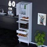 Eliusta Zevra 60 cm Fırın Dolabı Sepetli Kapaklı 4 Bölmeli Çok Amaçlı Mutfak Kiler Banyo Dolabı 60X226X32 cm - Beyaz