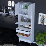 Eliusta Zümra 80 cm Beyaz Fırın Dolabı Patates Soğan Saklama Dolabı Çok Amaçlı Kiler Banyo Dolabı 80X226X32