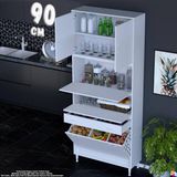 Eliusta Zümra 90 cm Beyaz Fırın Dolabı Patates Soğan Saklama Dolabı Çok Amaçlı Kiler Banyo Dolabı 90X226X32