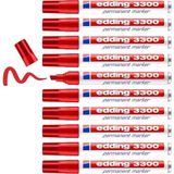 Elivora Store 3300 Permanent Markör - Kırmızı - 10 Kalem - 1-5 mm Kesik Uçlu