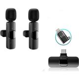 Elivora Store K9-D2 Type-C Lightning Dönüştürücülü Wireless Kablosuz Çiftli Yaka Mikrofonu - Option-1 - 00-Siyah - Beyaz