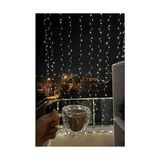 Elivora Store LED Perde Işık Fişli Özel Günler Baby Shower Kutlama Doğumgünü Dekoratif 12 Saçaklı 216 LED Lambalı 3 * 2 Metre - 00 Beyaz - Option-1