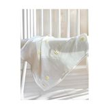 Elivora Store Papatya Işlemeli Doğal Dokusu Pamuk Müslin Bebek Battaniyesi 75X75 cm (Beyaz) - 0 Siyah - --