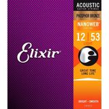 Elixir 16052 Nanoweb Phosphor Bronze Akustik Gitar Teli 12-53 Uzun Süreli Parlak Ses