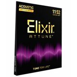 Elixir Attune akustik gitar telleri, fosfor bronz, doğal çalma hissi, uzun süre net ve parlak ses, 6 telli set, Custom Light 11-52
