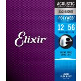 Elixir® Tel 80/20 Bronz Akustik Gitar Teli, POLYWEB® Kaplama, Light/Medium (.012-.056)