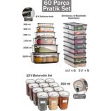 Eliz 60 Parça Kullanışlı Erzak ve Bakliyat Saklama Kabı Antrasit