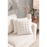 Eliz Home 2'li Bubble Tavşan Tüyü Beyaz Yastık Kırlent Kılıfı Çift Taraflı (43x43) BEYAZ