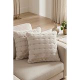 Eliz Home 2'li Bubble Tavşan Tüyü Vizon Yastık Kırlent Kılıfı Çift Taraflı (43x43) VİZON
