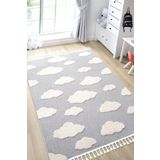 Eliz Home Bulut Desenli Gri Renk Dokuma Halı Bebek Odası Çocuk Odası Halısı 2