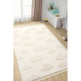 Eliz Home Bulut Desenli Krem Renk Dokuma Halı Bebek Odası Çocuk Odası Halısı 1