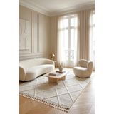 Eliz Home Krem Bej Modern Püsküllü Dokuma Halı Oturma Odası Salon Halısı