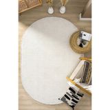 Eliz Home Oval Beyaz Halı Modern Oturma Odası Salon Mutfak Koridor Antre Balkon Çocuk Odası Halısı 007
