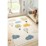 Eliz Home Yumuşak Bukleli Bebek Odası Çocuk Odası Genç Odası Dokuma Halı Mavi Balonlu Bulutlu Halı 22