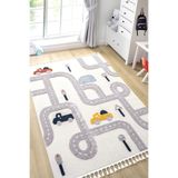 Eliz Home Yumuşak Renkli Bukleli Araba Yolu Dokuma Halı Bebek Odası Çocuk Odası Genç Odası Halısı 8